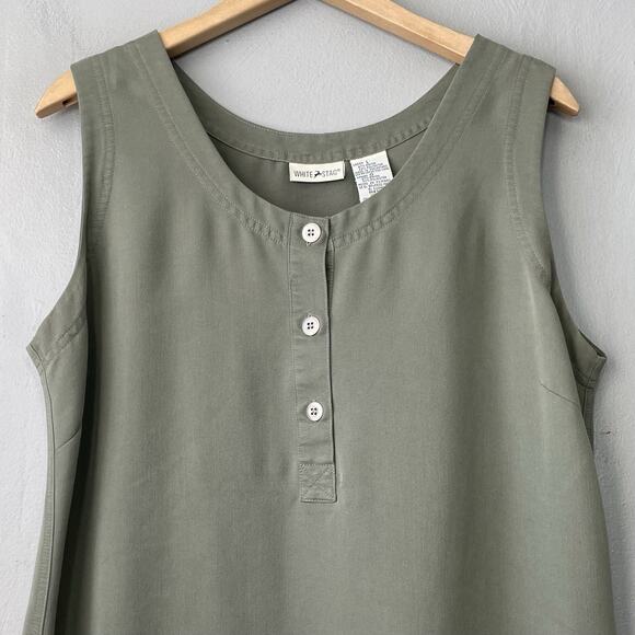 White Stag Jumper Dress Size L Sage Green Minimalist Lagenlook Modest Country - Picture 3 of 10